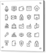 Cyber Security Related Vector Line Icons Acrylic Print