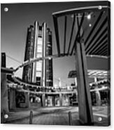 Dallas Uptown Station At Dawn In Black And White Acrylic Print