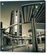 Dallas Uptown Station At Dawn In Sepia Acrylic Print