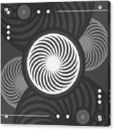 Dark Steely Geometric Glyph Art In Black Gray And White N.0070 Acrylic Print