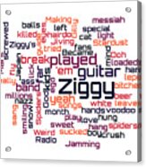 David Bowie - Ziggy Stardust Lyrical Cloud Acrylic Print