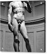 David By Michelangelo In Florence Italy Black And White Acrylic Print