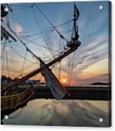 Dawn Through Kalmar Nyckel Rigging Acrylic Print