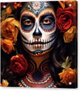 Day Of The Dead Painted Woman Digital Art Acrylic Print