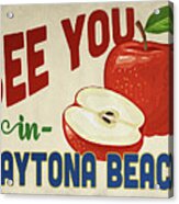 Daytona Beach Florida Apple - Vintage Acrylic Print