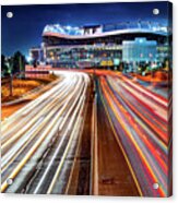 Denver Cityscape And Football Stadium - Mile High City Acrylic Print