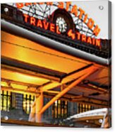 Denver Union Station And Moving Train - Selective Color Acrylic Print