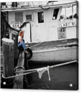 Dock Fishing In Delcambre Acrylic Print