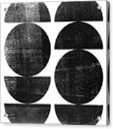 Double Circles Black And White Mid Century Modern Geometric Monotype Acrylic Print
