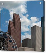 Downtown Houston With Ferris Wheel Acrylic Print