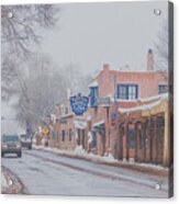 Downtown Taos While Snowing Acrylic Print