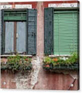 Dueling Rustic Windows Of Venice Acrylic Print