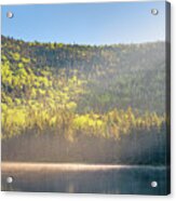 Early Morning Shaft Of Sunlight Shines Down On East Pond Panoramic Acrylic Print
