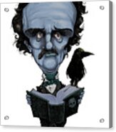 Edgar Allan Poe, Blue Acrylic Print