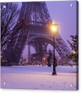 Eiffel Tower Snow Acrylic Print