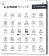 Elections Editable Stroke Line Icons Acrylic Print