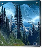 Enchanted Dusk At Mount Rainier Acrylic Print