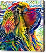 Tibetan Mastiff Dog Sitting Profile - High Contrast Colorful Painting Acrylic Print