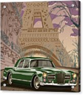 Facel Vega - Paris Est A Nous. Classic Car Art Deco Style Poster Print Green Edition Acrylic Print