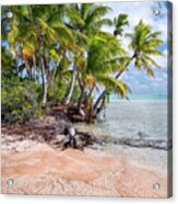 Fakarava - Pink Sands And Coconut Trees Acrylic Print