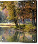 Fall Scene On Shores Lake Acrylic Print