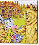 Family Of Cats In The Garden - Digital Remastered Edition Acrylic Print
