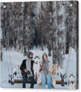Famiy On Winter Swing Acrylic Print