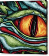 Fantasy Dragon Eye Painting, Green Dragon Acrylic Print