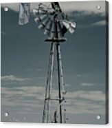 Feeling Winded - 1 Of 2 - Broken Baker Windmill On The Nd Prairie Acrylic Print