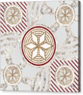 Festive Sparkly Geometric Glyph Art In Red Silver And Gold N.0062 Acrylic Print