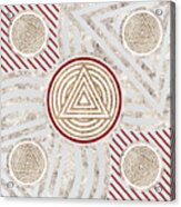 Festive Sparkly Geometric Glyph Art In Red Silver And Gold N.0087 Acrylic Print