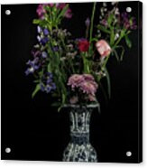 Field Bouquet In A Delft Blue Vase Acrylic Print