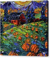 Field Of Pumpkins - Detail - Commissioned Oil Painting Acrylic Print