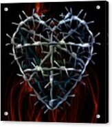 Fiery Barbed Wire Heart Acrylic Print