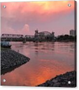 Fiery Summer Sunset Over Little Rock Acrylic Print