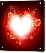 Fire Burning Heart Acrylic Print