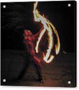 Fire Dancer Along Nemunas River Vilnius Lithuania Acrylic Print