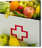 First Aid Box Filled With Fresh Fruits And Vegetables. Acrylic Print