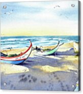 Fishing Boats At Mira Beach In Portugal Acrylic Print