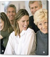 Five People Grouped Together, Smiling, Close-up, Portrait. Acrylic Print