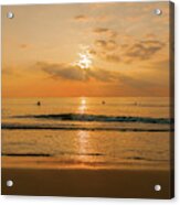 Five Surfers At Sunrise Acrylic Print