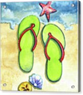 Flip Flops On The Beach Acrylic Print