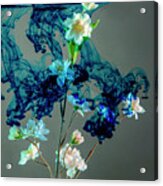 Floating Blue Cloud Surrounding Flowers Acrylic Print