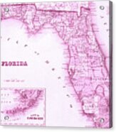 Florida Map Pink Acrylic Print