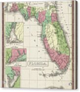 Florida Vintage Map 1833 Acrylic Print