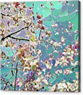 Flowering Tree Abstract Green Acrylic Print
