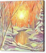 Forest Sunrise Oil Sketch Acrylic Print