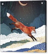 Fox And Moon Acrylic Print