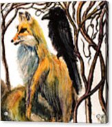 Fox And Raven Acrylic Print