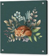 Fox With Flowers Acrylic Print